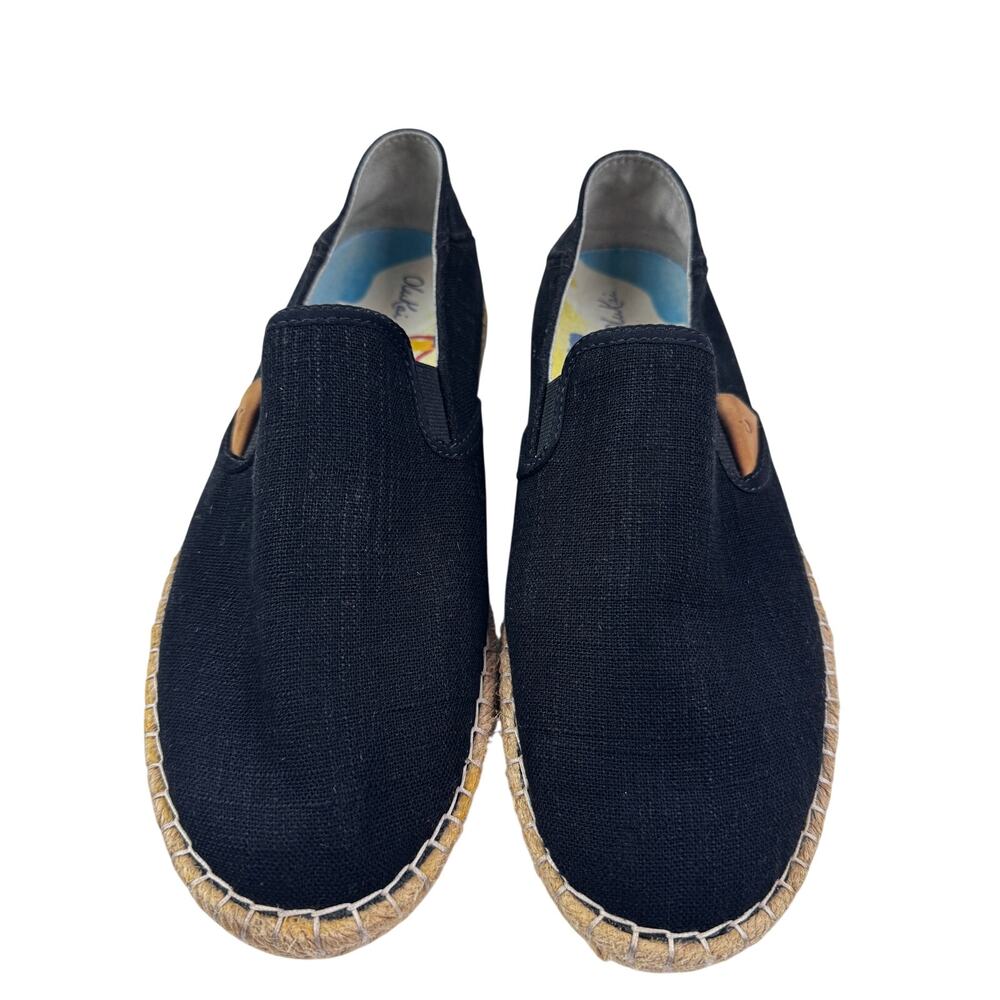 OluKai Kaula Pa'a Kapa Black Comfort Espadrille Slip On Shoes Women's Size 8